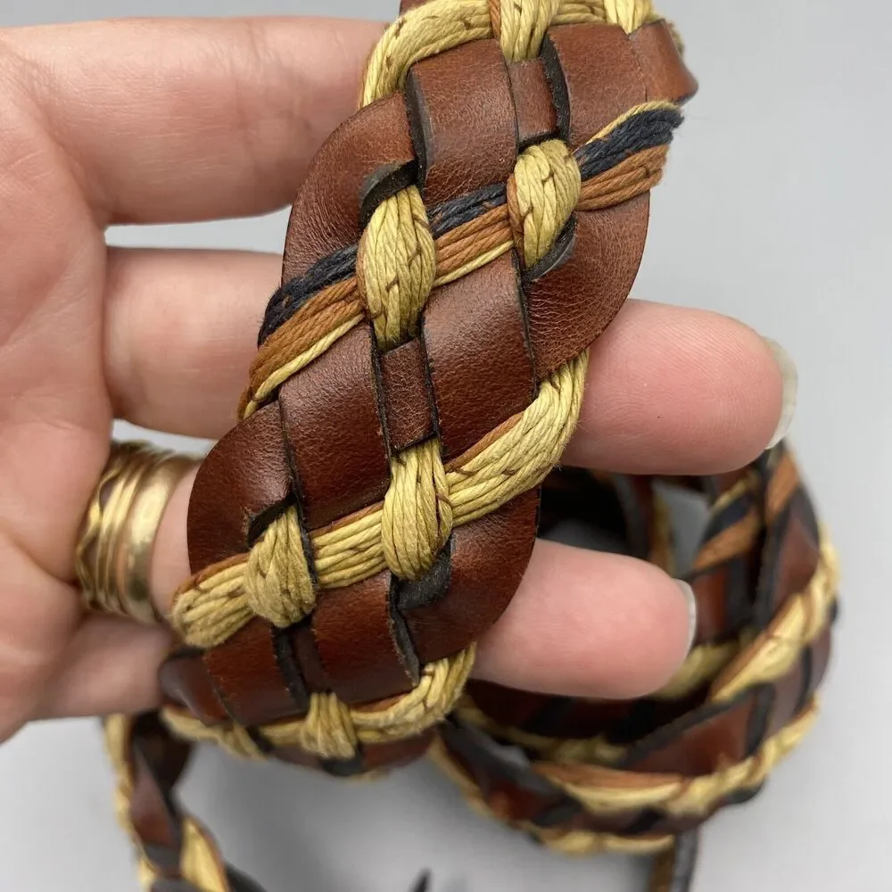 Brighton Men's Braided Woven Brown Leather Belt Width‎ 1.25